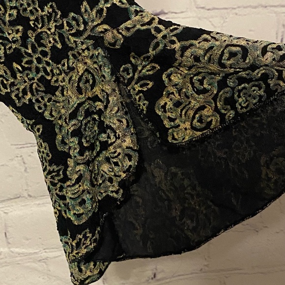 Coldwater Creek BOHO Blouse Top with Ruffle Sleeve MANDALA Small EUC Luminescent - Picture 3 of 7